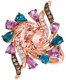 Multi Gemstone (3 1/2 ct. t.w.) and Diamond (1/3 ct. t.w.) Ring in 14k Rose Gold