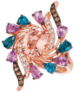 image of Le Vian Multi Gemstone (3 1/2 ct. t.w.) and Diamond (1/3 ct. t.w.) Ring in 14k Rose Gold