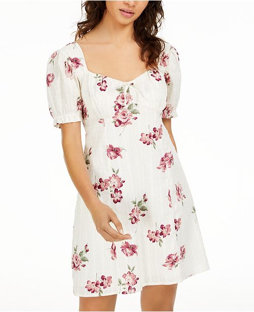 Sequin Hearts Juniors Puff Sleeve Floral Print Dress Reviews