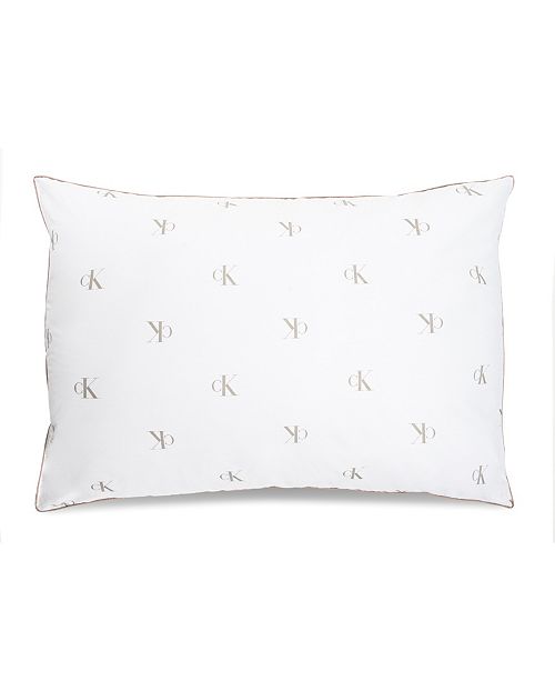 Calvin Klein Monogram Logo Medium Support Cotton Pillow, Standard/Queen