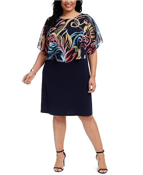 Connected Plus Size Chiffon Popover Dress & Reviews - Dresses - Plus ...