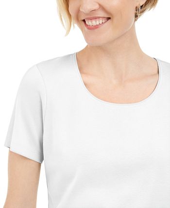 Karen Scott - Short Sleeve Scoop Neck Top, Created for Macy's