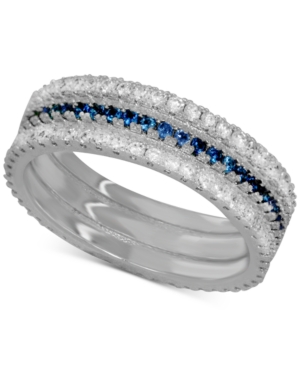 image of Essentials Sapphire Crystal Band Ring in Fine Silver-Plate