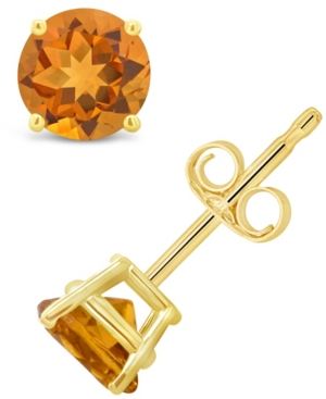 image of Citrine (9/10 ct. t.w.) Stud Earrings in 14K White or Yellow Gold