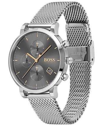 BOSS - Men's Chronograph Integrity Stainless Steel Mesh Bracelet Watch 43mm