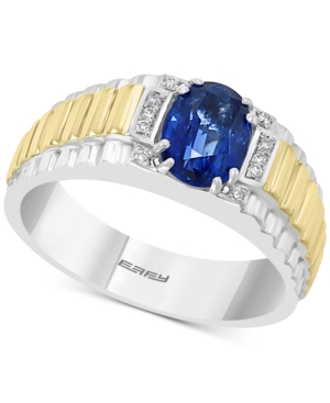 image of Effy Men-s Kyanite (1-5/8 ct. t.w.) & Diamond (1/20 ct. t.w.) Ring in Sterling Silver & 18k Gold-Plate