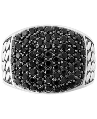 EFFY&reg; Men's Black Spinel Cluster Ring in Sterling Silver