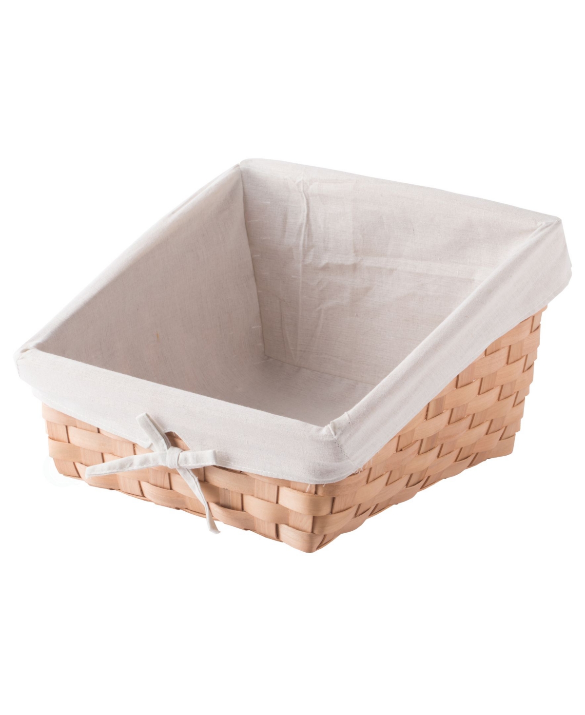 Wooden Angled Display Basket with Fabric Liner - Brown