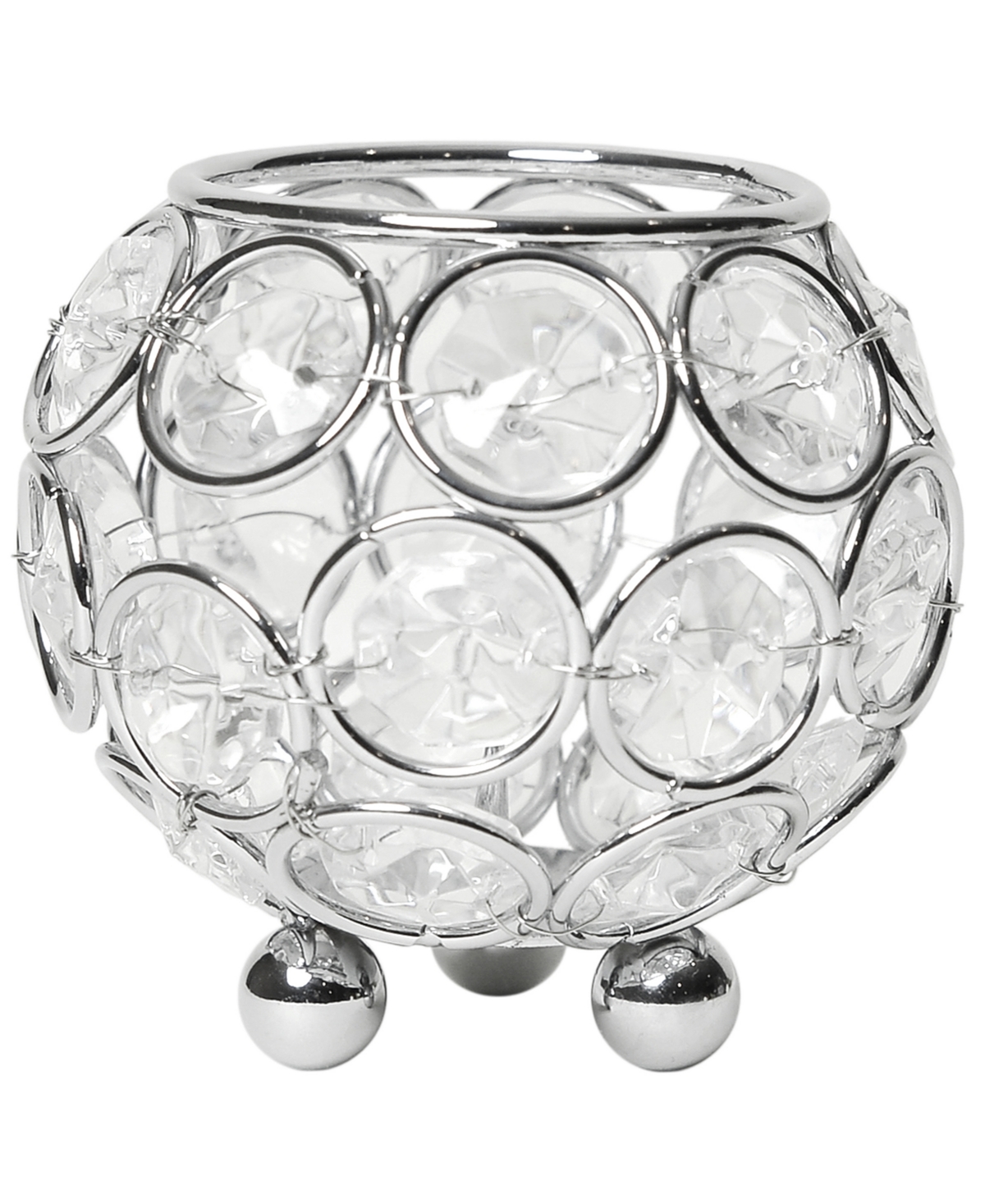 Elipse Crystal Circular Bowl Candle Holder, Flower Vase, Wedding Centerpiece - Chrome