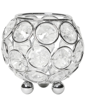 Elegant Designs Elipse Crystal Circular Bowl Candle Holder, Flower Vase, Wedding Centerpiece In Chrome