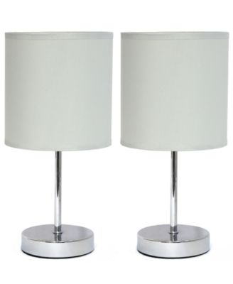 Simple Designs Chrome Mini Basic Table Lamp with Fabric Shade 2 Pack Set