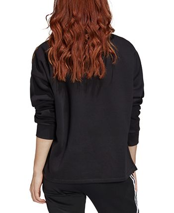 Adidas originals logo quarter on sale zip fleece in black
