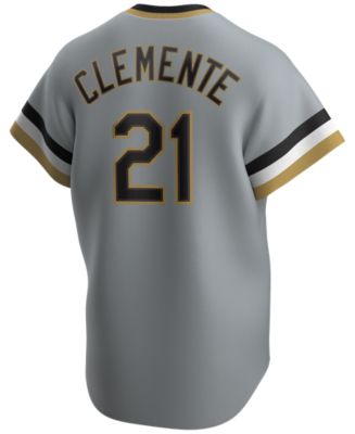 Men's Roberto Clemente Gray Pittsburgh Pirates Road Cooperstown Collection  Replica Player Jersey