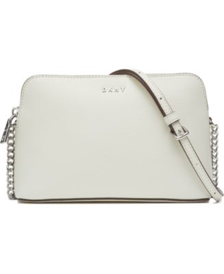 DKNY Bryant Dome Chain Strap Crossbody Bag, Small Purse, Cow leather, white