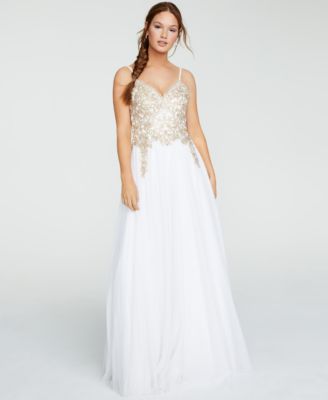 macy's gold formal dress