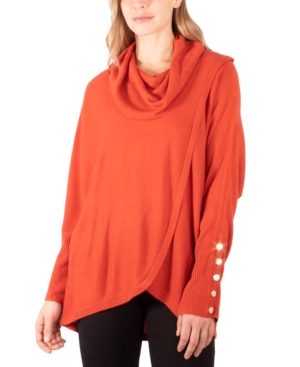image of Ny Collection Faux-Wrap Cowl-Neck Sweater