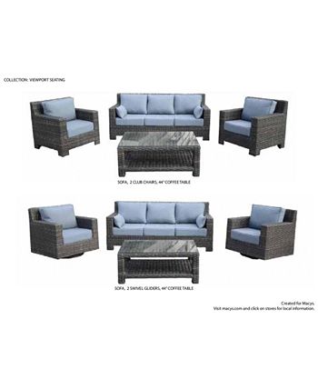 Furniture - 3-Piece Outdoor Seating Set: Sofa and 2 Swivel Club Chairs