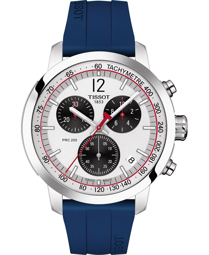 Tissot Men s Swiss Chronograph PRC 200 Blue Rubber Strap Watch