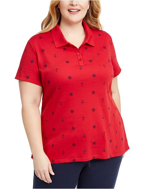 Karen Scott Plus Size Nautical Print Polo Top Created For Macy S