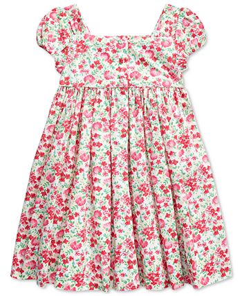Polo Ralph Lauren Little Girls Floral Smocked Cotton Dress - Macy's