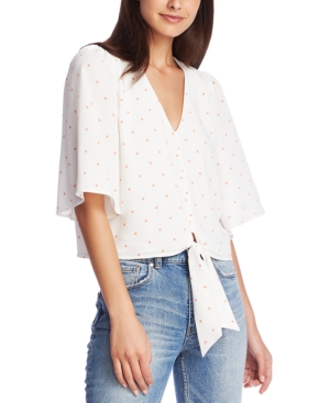 image of 1.state Printed Tie-Front Top