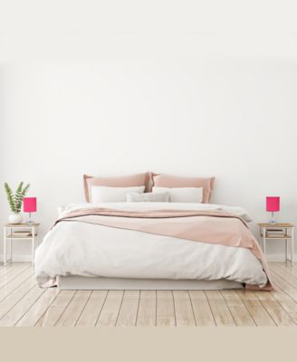 Simple Designs Chrome Mini Basic Table Lamp with Fabric Shade 2 Pack Set