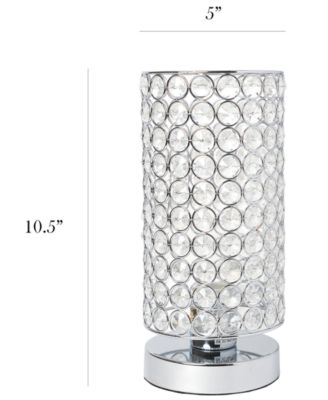 Elegant Designs Elipse Crystal Bedside Nightstand Cylindrical Uplight Table Lamp