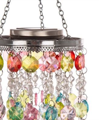 Solar Lighted Hanging Decor with Multicolored Acrylic Jewel Beads