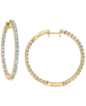 image of Diamond Small In & Out Hoop Earrings (1/2 ct. t.w.) in 14k Gold, 0.7