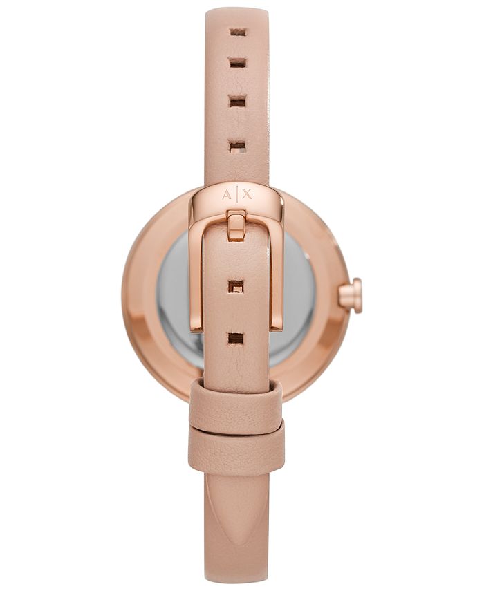 A|X Armani Exchange Women's Giulia Blush Leather Strap Watch 30mm - Macy's