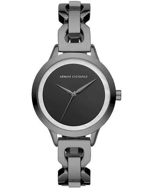 A X Armani Exchange Women S Harper Gunmetal Stainless Steel Chain Bracelet Watch 36mm Reviews Watches Jewelry Watches Macy S