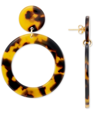 image of Simone I. Smith Tortoise Shell-Look Lucite Drop Hoop Earrings in 18k Gold-Plated Sterling Silver