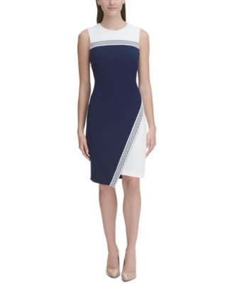 Tommy Hilfiger Women's Colorblocked Asymmetrical Dress Black Size 14
