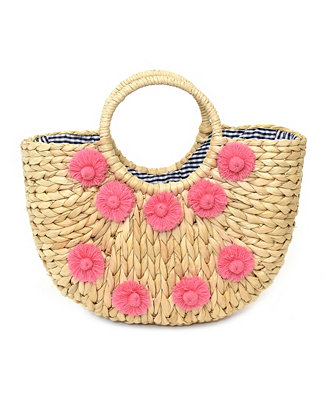 Imoshion Handbags Front Floral Design Handmade Straw Bag & Reviews ...