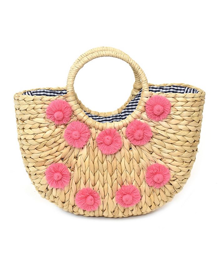 Imoshion Handbags Front Floral Design Handmade Straw Bag - Macy's