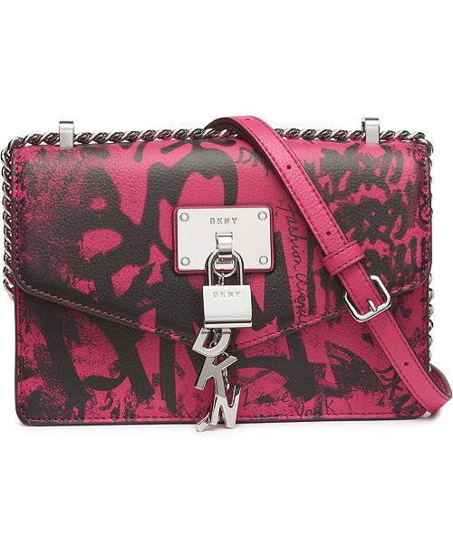 Dkny Elissa Graffiti Logo Leather Shoulder Bag Created For Macy S Reviews Handbags Accessories Macy S
