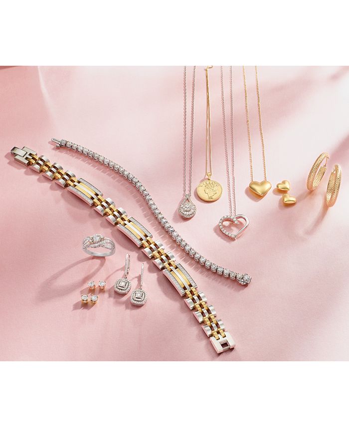 Macy's 2Pc. Set Polished Heart 17" Pendant Necklace & Matching Stud