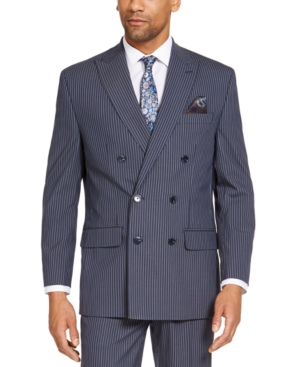 SEAN JOHN MEN'S CLASSIC-FIT BLUE PINSTRIPE DOUBLE BREASTED SUIT SEPARATE JACKET