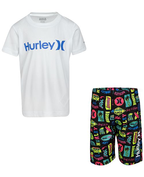 Hurley Toddler Boys 2 Pc Logo Print Rash Guard Set Reviews