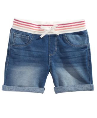 Imperial Star - Big Girls Striped-Waist Denim Shorts