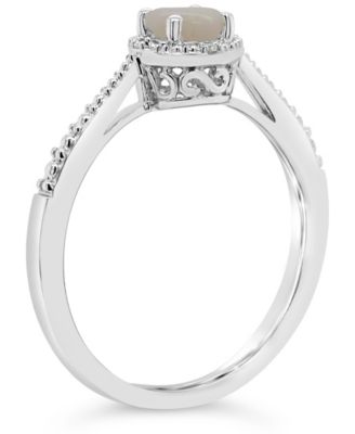 Opal (1/3 ct. t.w.) and Diamond Accent Ring in Sterling Silver