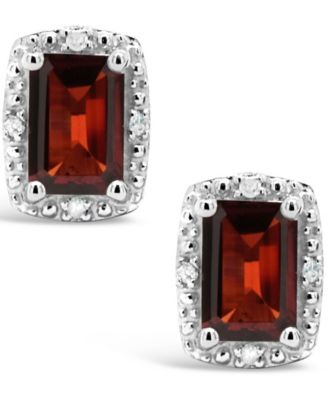 Gemstone and Diamond Accent Stud Earrings in Sterling Silver