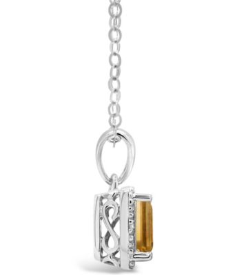 Gemstone and Diamond Accent Pendant Necklace in Sterling Silver