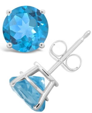 image of Swiss Blue Topaz (3-1/10 ct. t.w.) Stud Earrings in Sterling Silver (Also Available in Peridot and Amethyst)