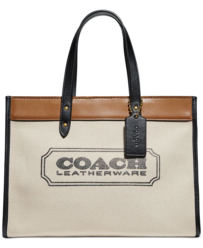 COACH Canvas With Coach Branding Field Tote 30 & Reviews Handbags