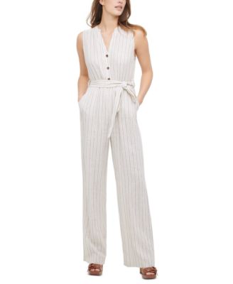 Calvin Klein Striped Sleeveless Jumpsuit Macy s