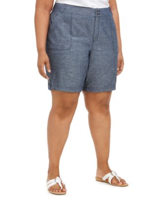 plus size chambray shorts