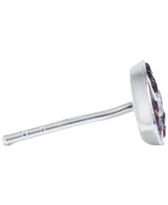 Crystal Pav&eacute; Football Inspired Stud Earrings in Sterling Silver