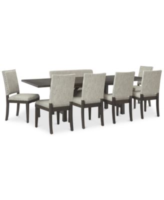 Parker Mocha Dining Furniture, 8-Pc Set (Table, 6 Side Chairs & Bench), Created for Macy's