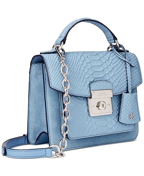 Lauren Ralph Lauren Suede & Python-Embossed Leather Beckett Satchel ...